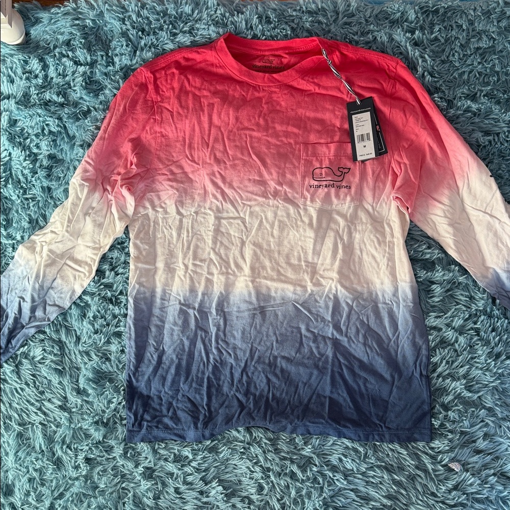 Vineyard Vines Men’s Ombre Long-Sleeve Tee - Red, White, Blue